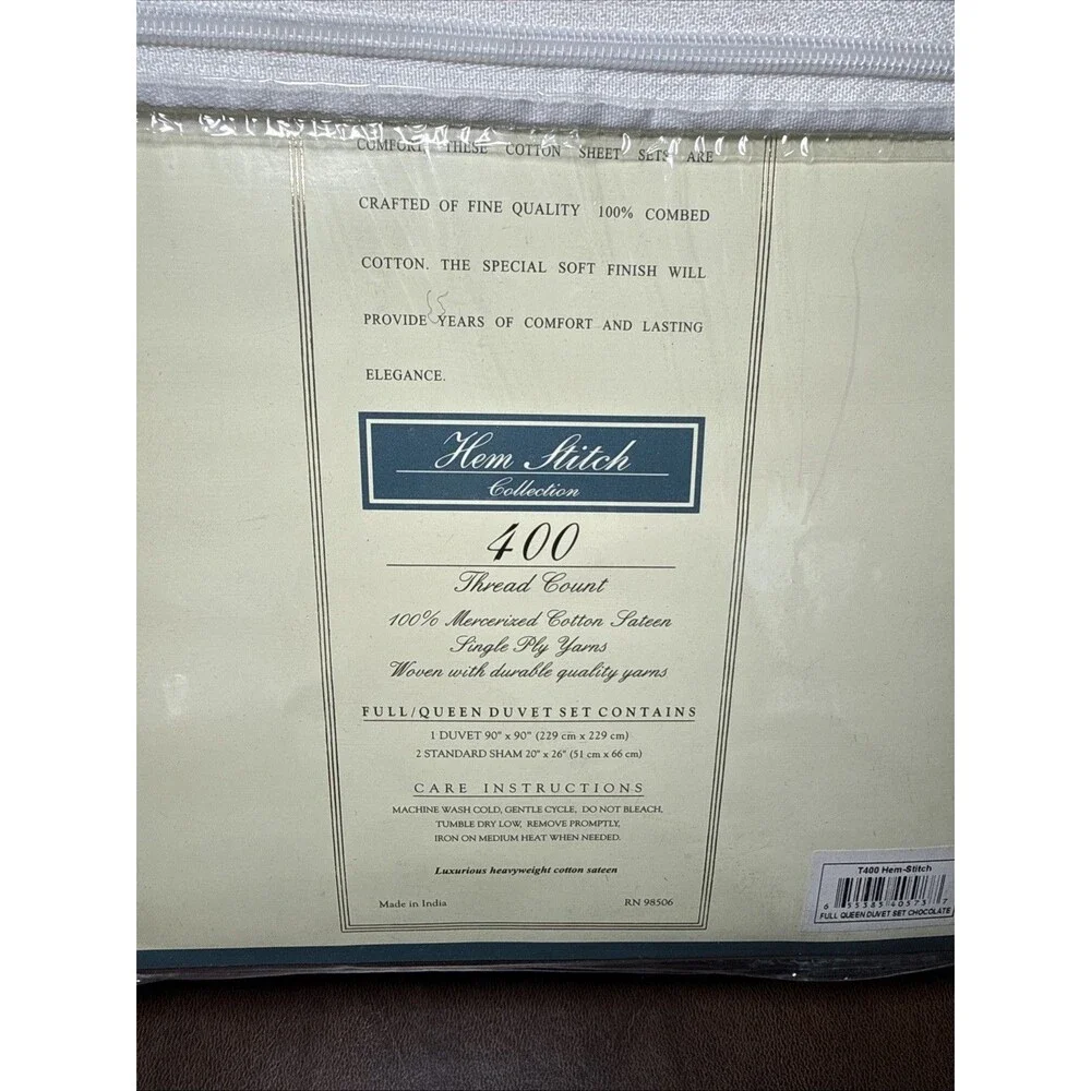 NEW 3 pc Full / Queen 400 Thread Count 100% Cotton Sateen Duvet & Sham Set Brown